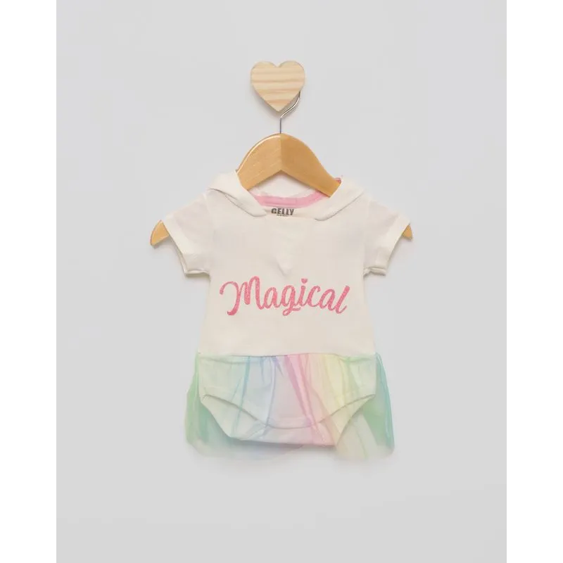 Body Bebê Manga Curta Unicórnio Interativo Off White P