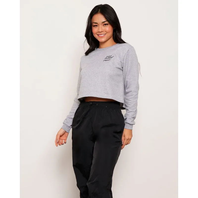 Blusa Moletom Feminina Bordado Escrito Cinza M