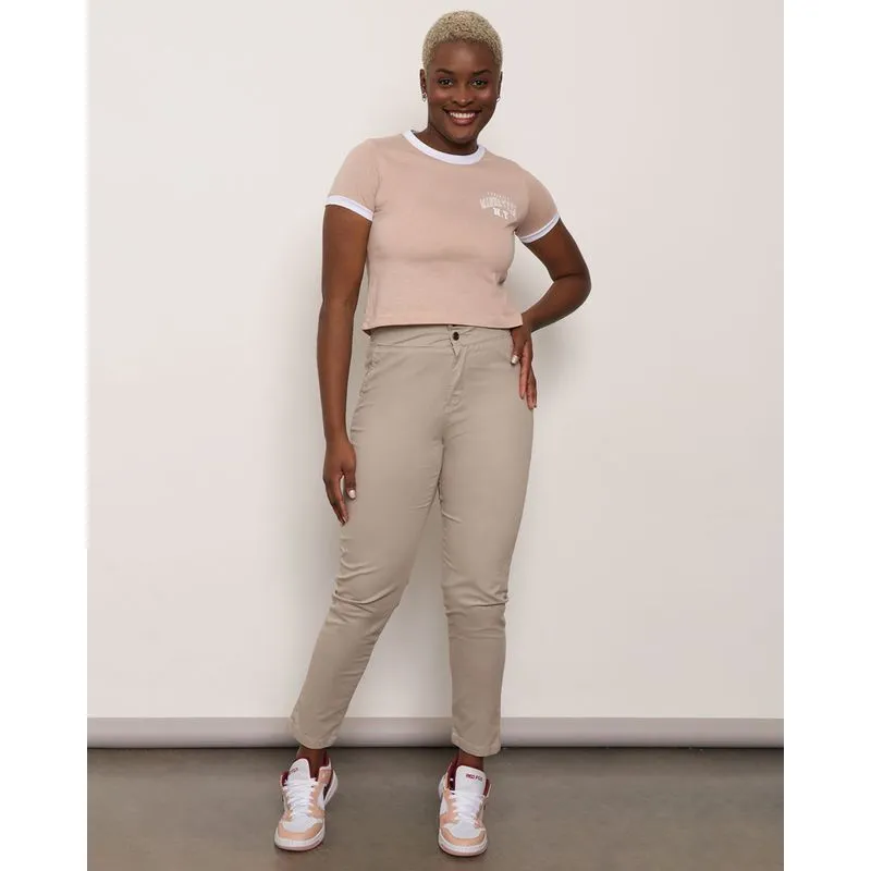 Calça Sarja Feminina Clochard Bege 46