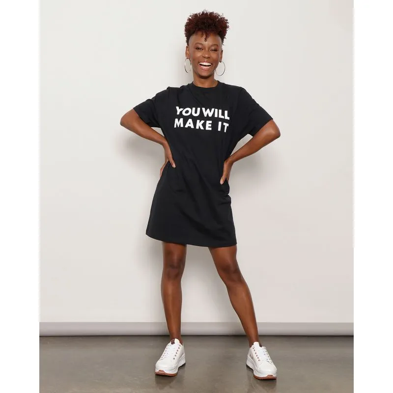 Vestido Feminino Estampa You Will Make It Manga Curta Preta M