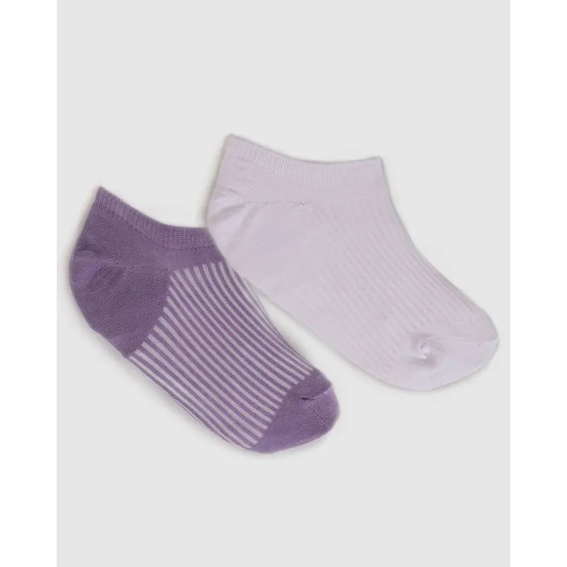 Kit Meia Feminina Cano Baixo 2 Pares Branco Lilás 34 A 39