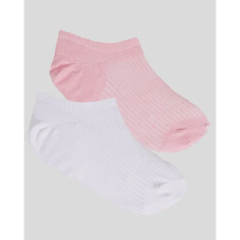 Kit 2 Meias Feminina Cano Baixo Canelada Branco Rosa 34 A 39