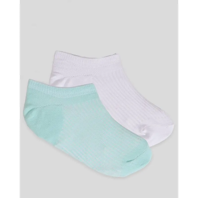 Kit Meia Feminina Cano Baixo 2 Pares Branco Verde 34 A 39