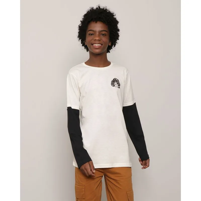 Camiseta Juvenil Manga Longa Estampa Off White 10