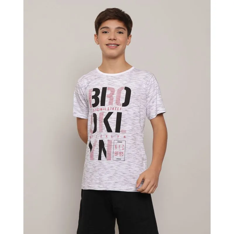 Camiseta Juvenil Flamê Estampada Branca 14