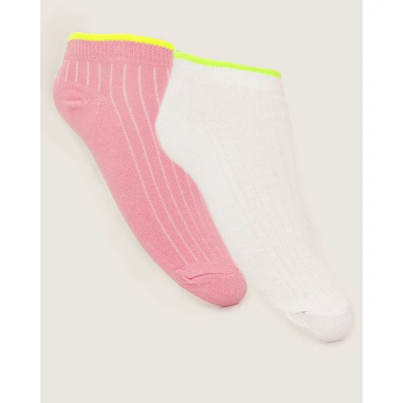 Kit 2 Pares de Meia Feminina Cano Baixo Branca e Rosa 34 A 39