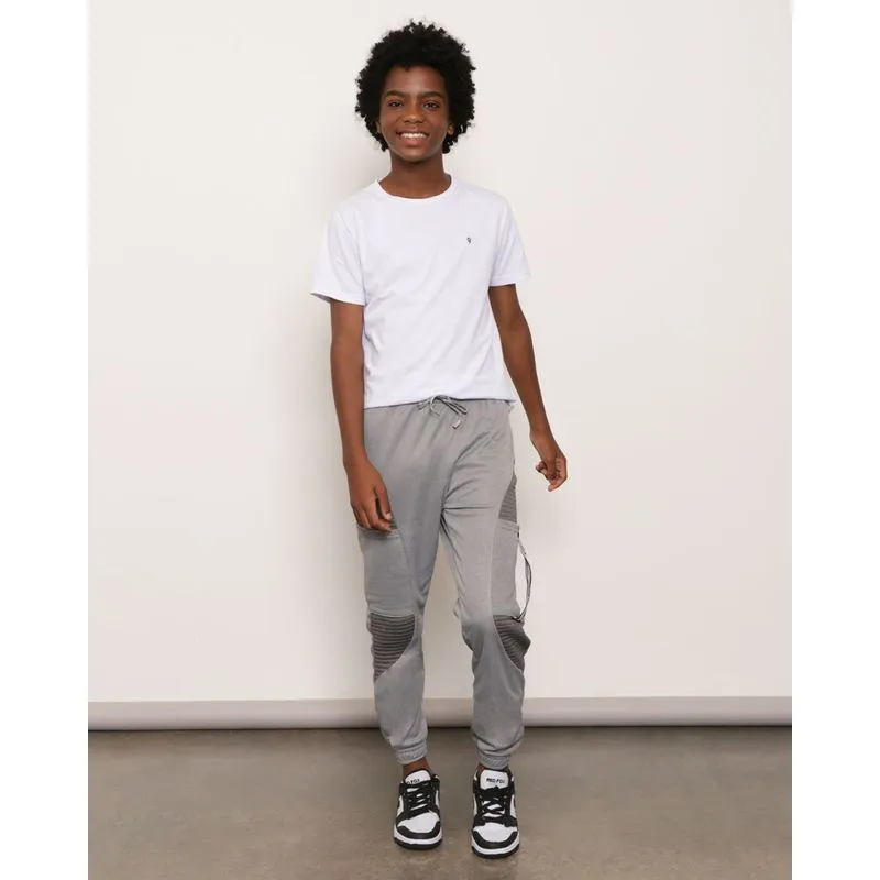 Calça Juvenil Helanca Jogger Recortes Cinza 16