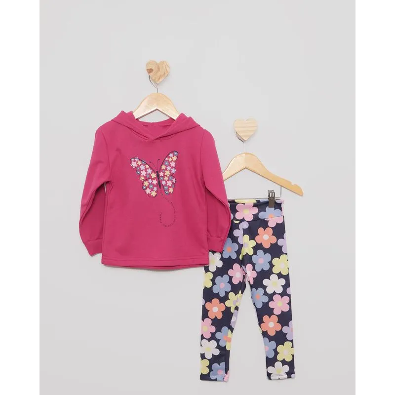 Conjunto Bebê Moletom Estampa Borboleta Rosa 1