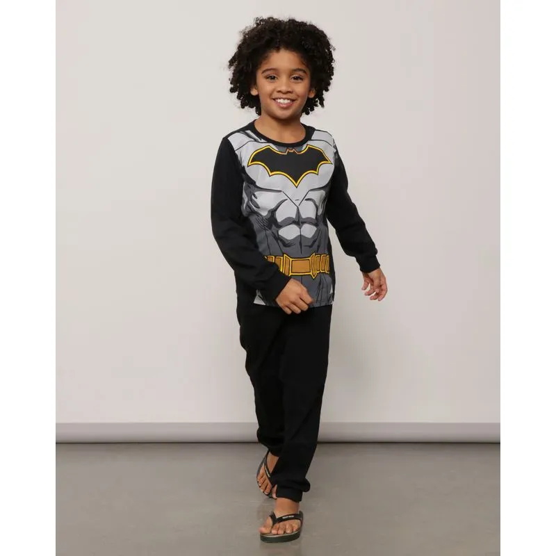 Pijama Infantil Longo Batman Liga da Justiça Preto 8