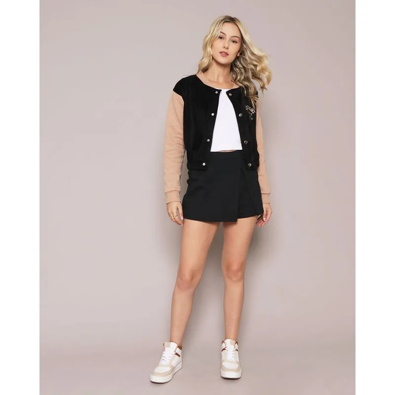 Short Saia Feminino Com Fivela Curto Preto G