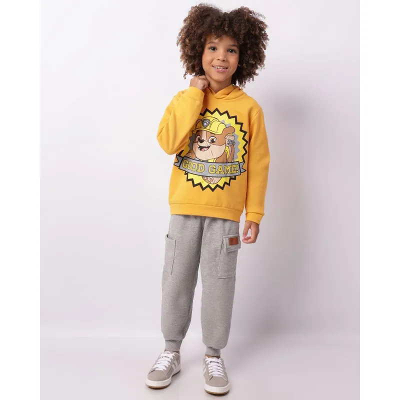 Calça Moletom Infantil Bolso Cargo Jogger Cinza Médio 4