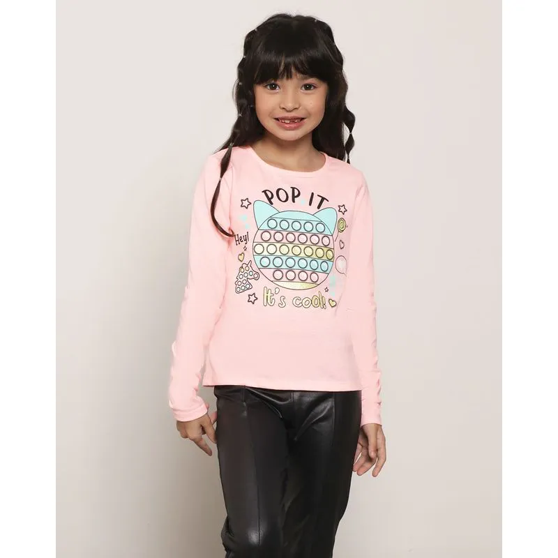 Blusa infantil Manga Longa Estampa Pop It Laranja Neon 6