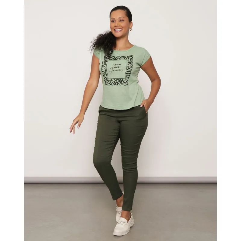 Calça Feminina Slim Bengaline Texturizada Verde Escuro G