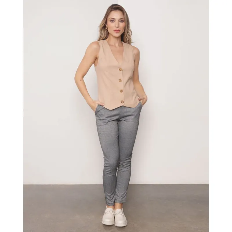 Calça Feminina Com Bolso Xadrez Preta P