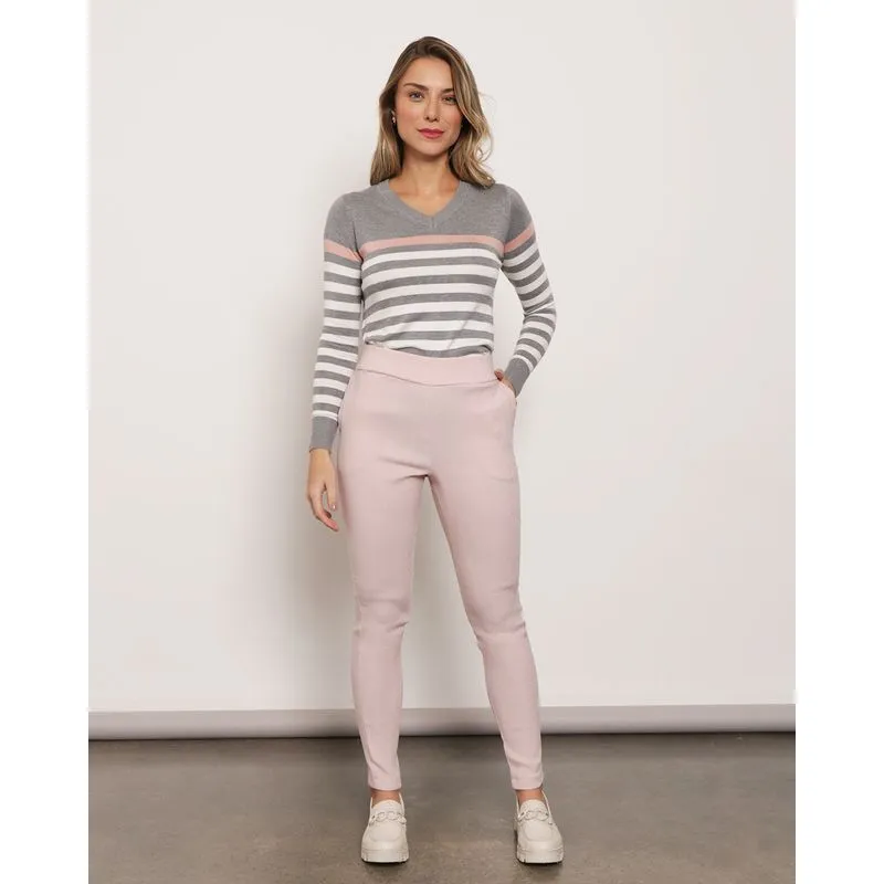 Calça Feminina Cigarrete Bengaline Texturizada Rosa GG