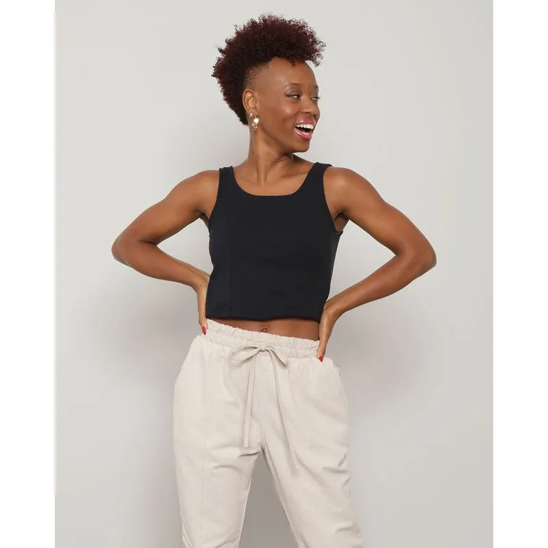 Regata Feminina Cropped Canelada Preta M