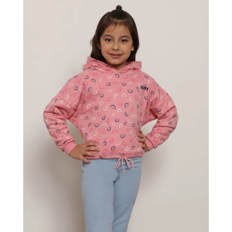 Blusão Moletom Infantil Manga Longa Happy Rosa 10