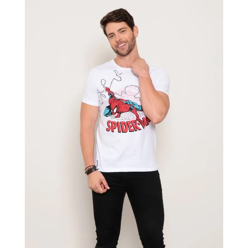 Camiseta Masculina Algodão Marvel Homem Aranha Branca P