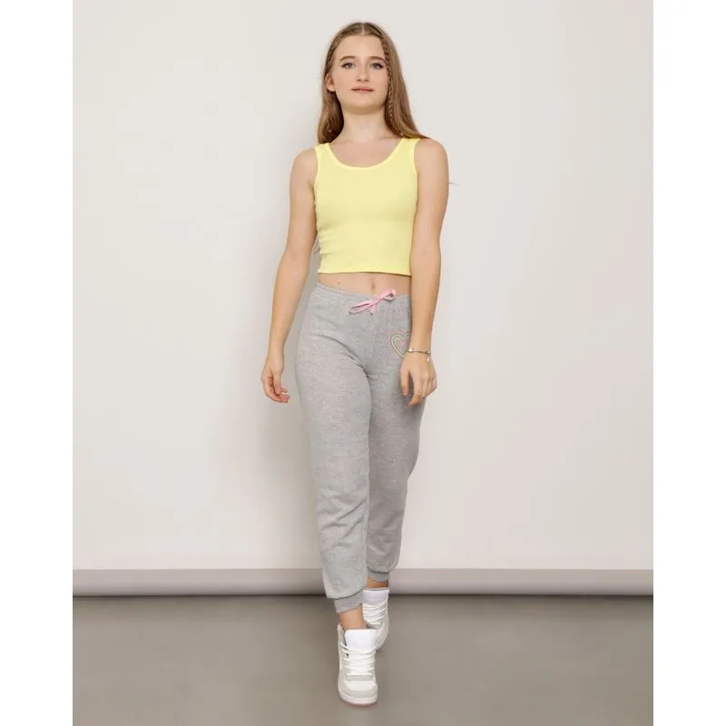 Calça Moletom Juvenil Jogger Coração Cinza 12