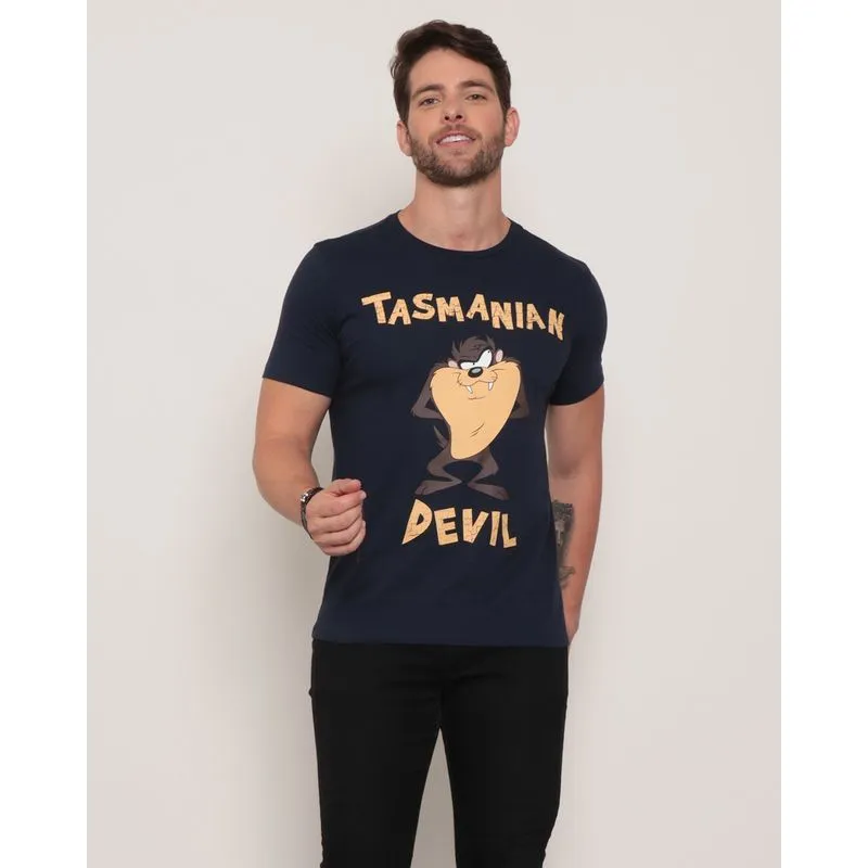 Camiseta Masculina Estampa Taz Looney Tunes Marinho M