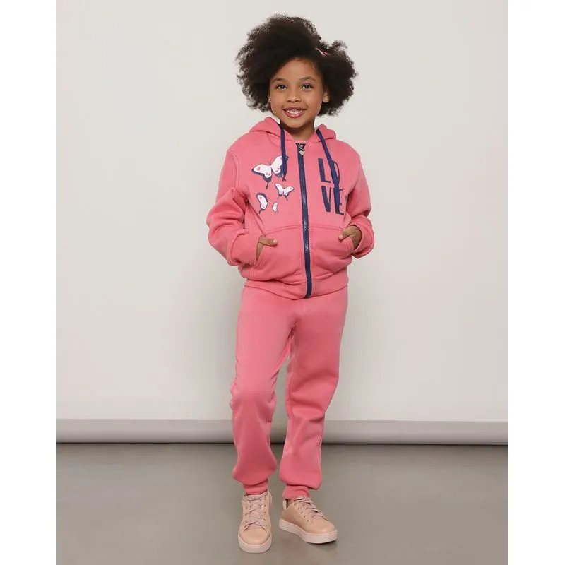 Conjunto Moletom Infantil Com Forro Pelinho Tirititi Rosa 8