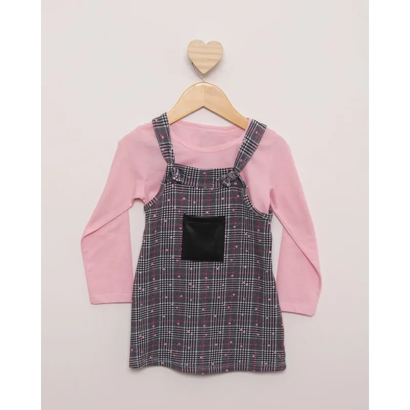 Conjunto Bebê Salopete e Blusa Manga Longa Estampa Xadrez Cinza 3