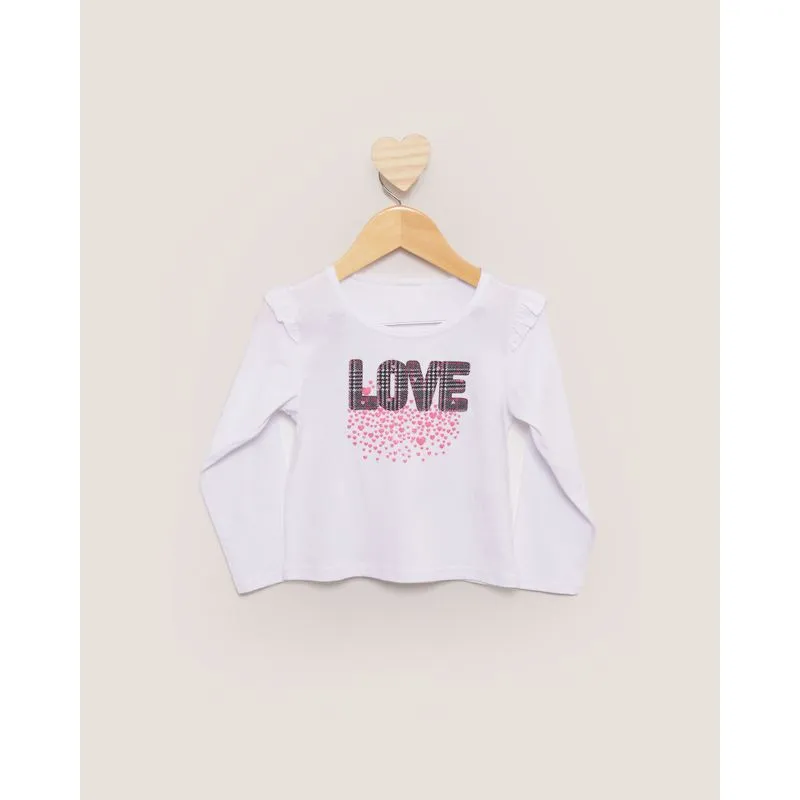 Blusa Bebê Manga Longa Bordada Xadrez Branca 3