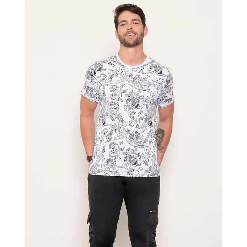 Camiseta Masculina Estampa Personagens Looney Tunes Branca G