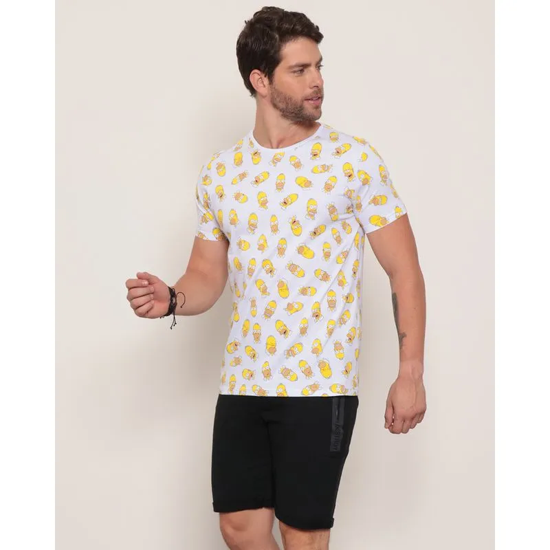 Camiseta Masculina Estampa Homer Simpson Branca GG