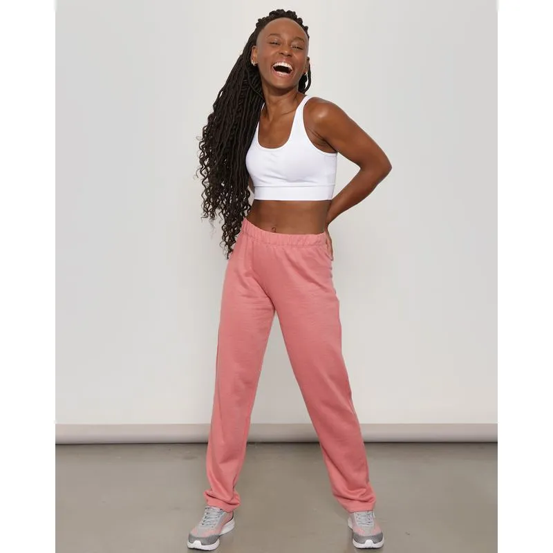 Calça Moletom Feminina Básica Reta Rosa G