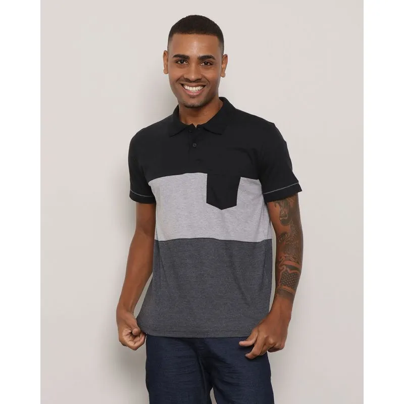 Polo Masculina Com Bolso Manga Curta Preta G
