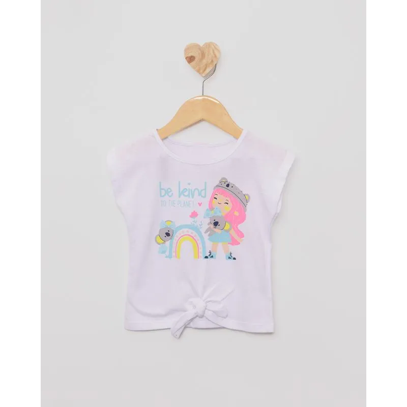 Blusa Bebê Manga Curta Com Nozinho Branco 2