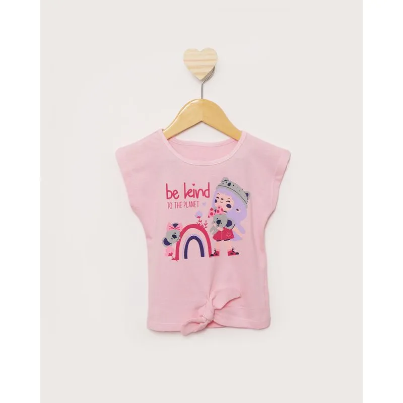 Blusa Bebê Manga Curta Com Nozinho Rosa 3