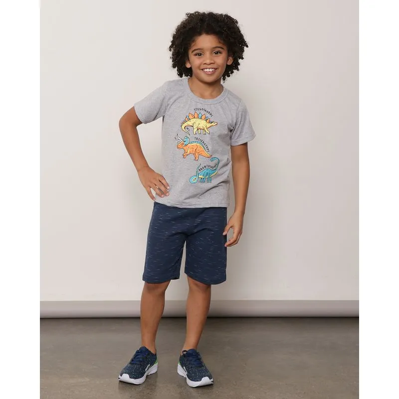 Conjunto Moletom Infantil Estampa Rajado Bermuda Mescla 6