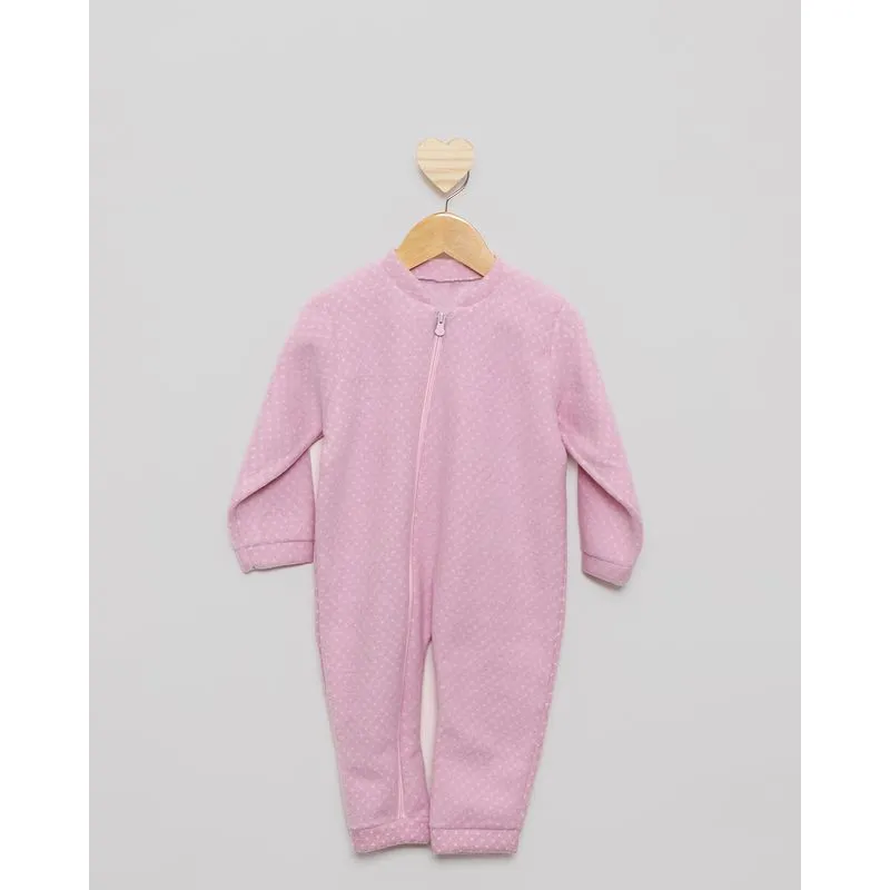 Pijama Macacão Bebê Soft Com Zíper Rosa Claro 2