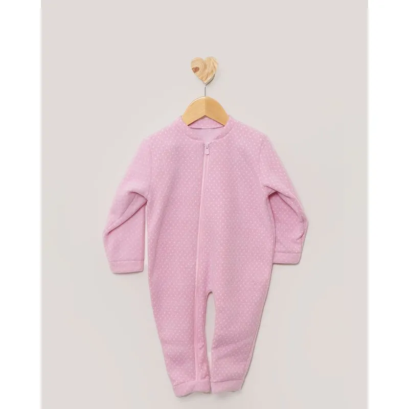 Pijama Macacão Bebê Soft Com Zíper Rosa 3
