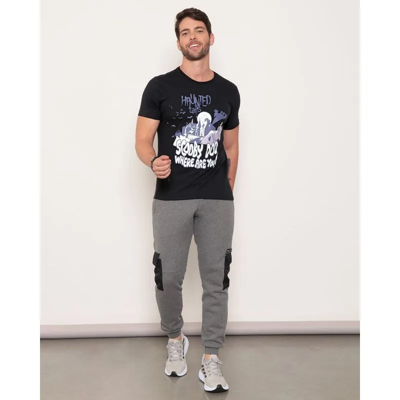 Calça Masculina Moletom Cargo Jogger Mescla Cinza P