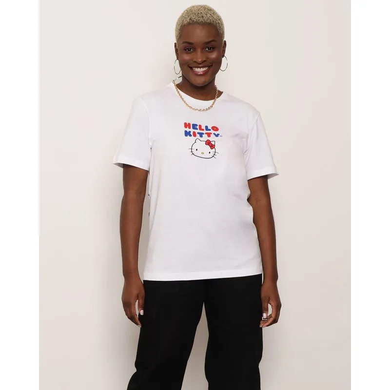 Camiseta Feminina Hello Kitty Estampada Branca G