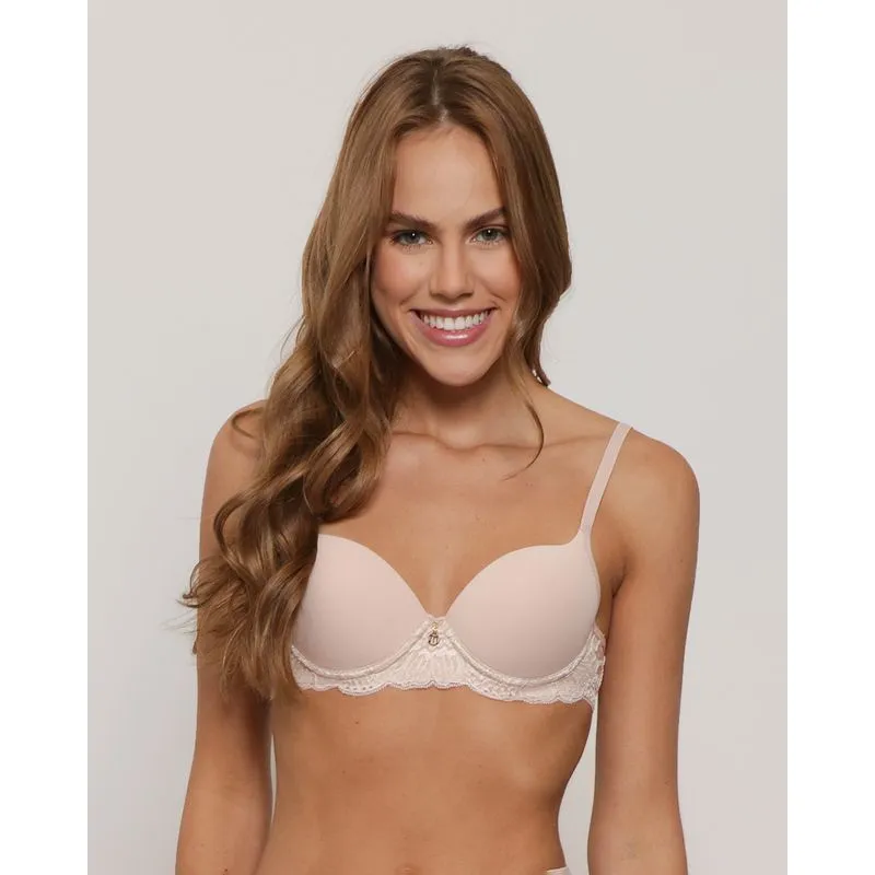 Sutiã Feminino Com Base e Bojo Bolha Renda Bege 42