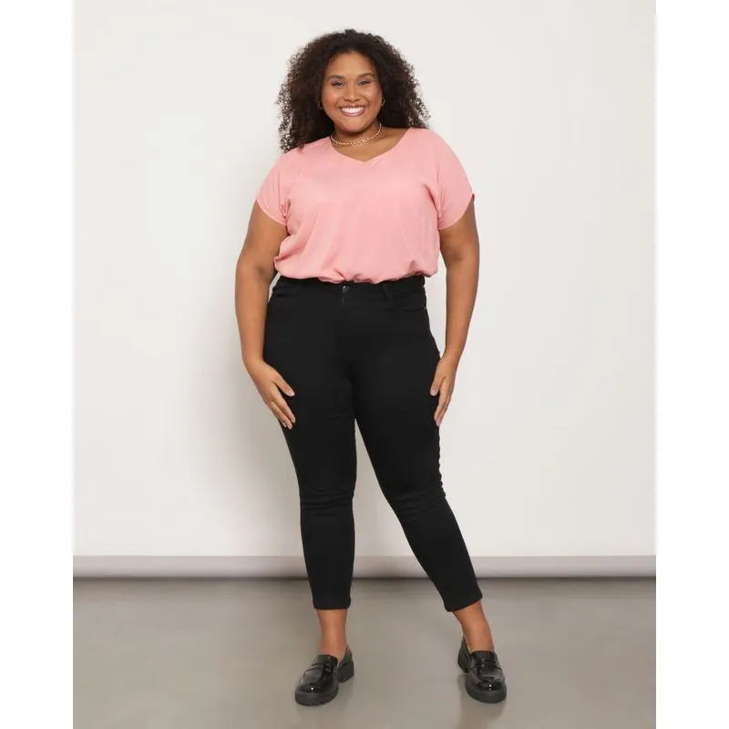 Calça Sarja Feminina Plus Size Cigarrete Preta 52