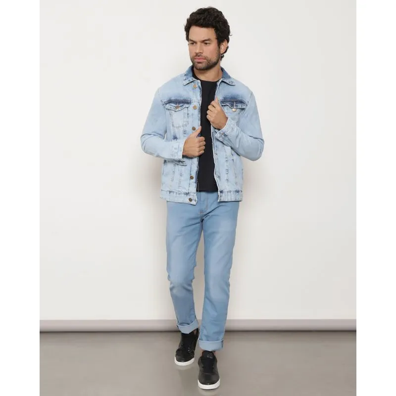 Calça Jeans Masculina Slim Azul Claro 46