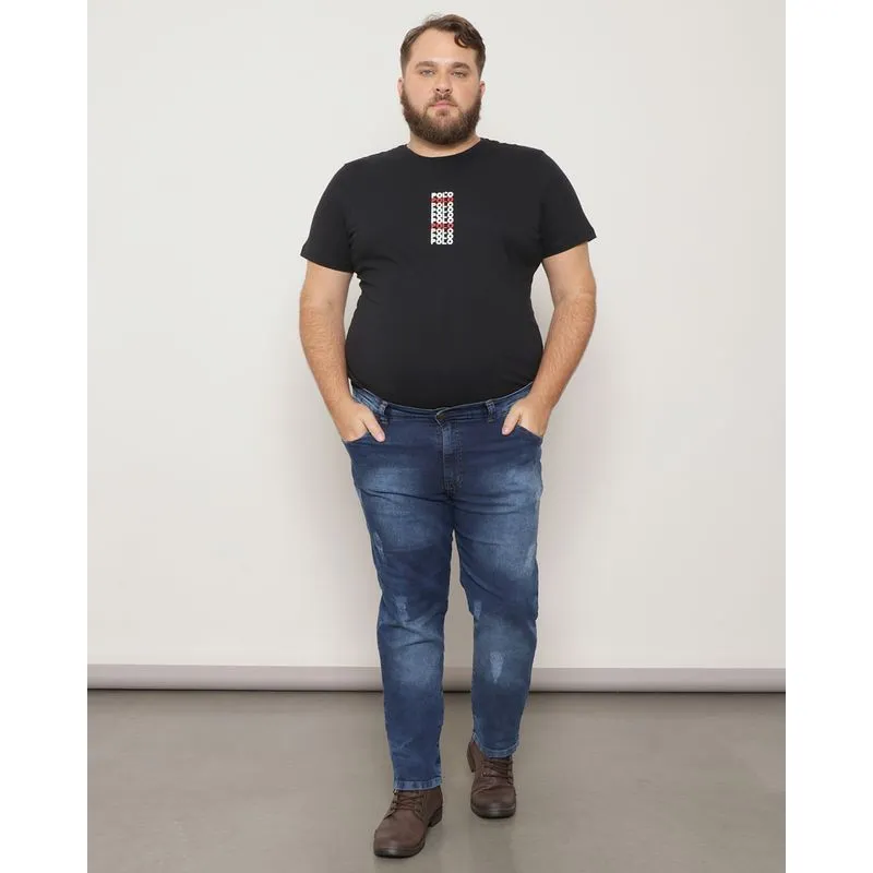 Calça Jeans Pluz Size Masculina Slim Azul 50