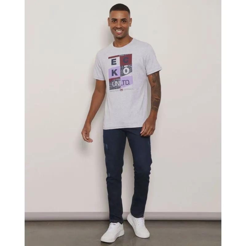 Calça Jeans Masculina Com Puídos Slim Azul 46