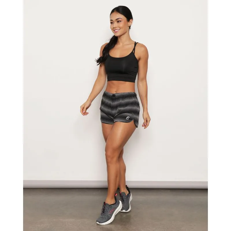 Short Fitness Feminino Boxer Fitter Com Regulador Estampado Cinza GG