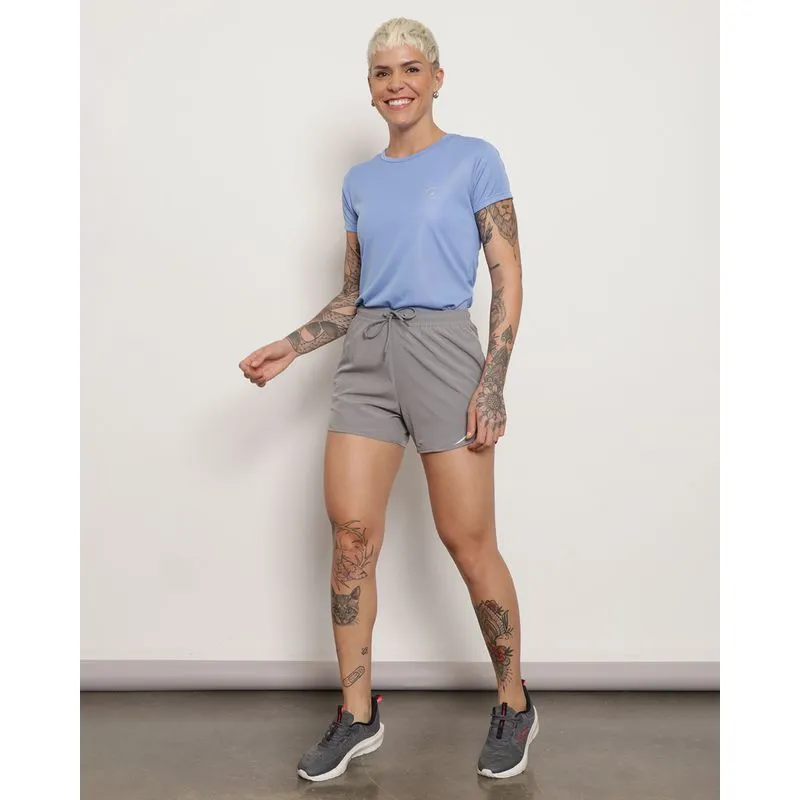 Short Feminino Fitness Fitter com Friso Refletivo Cinza GG