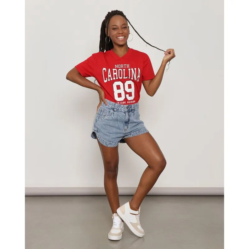 Short Jeans Feminino Boxer Azul 40