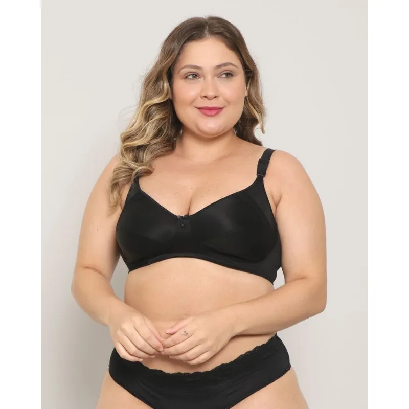 Sutiã Plus Size Feminino DelRio Base Sem Bojo Sustentação Preto 44