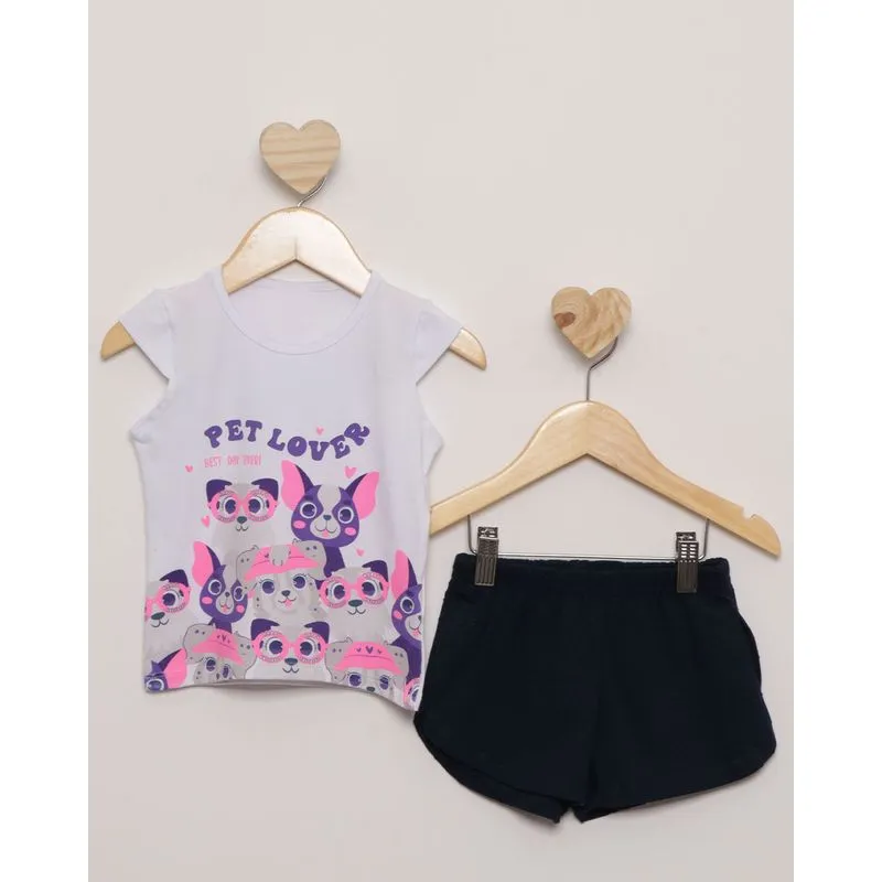 Conjunto Bebê Manga Curta Kamylus Branco 1