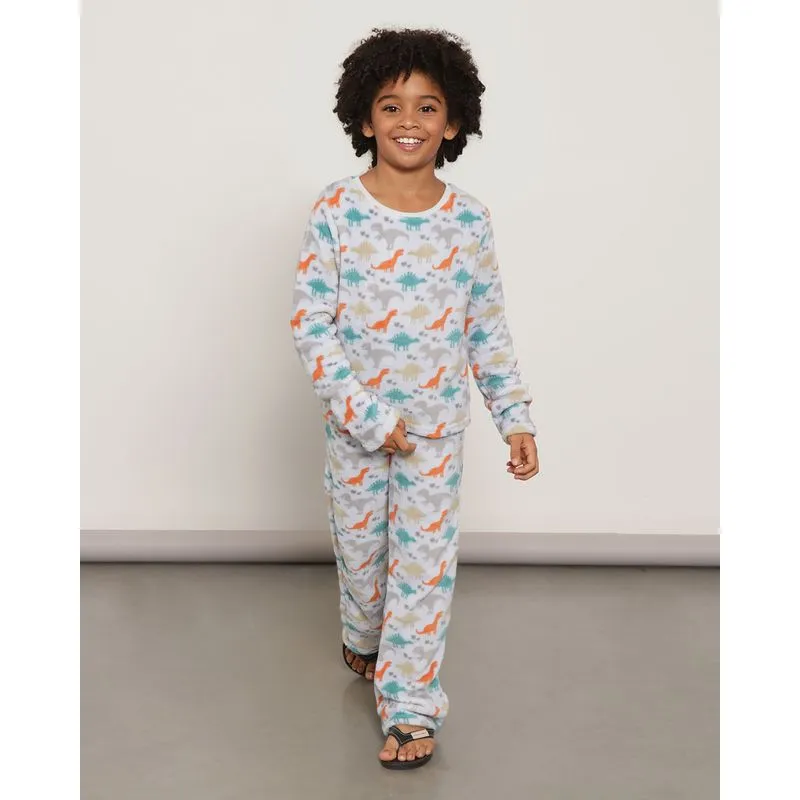 Pijama Infantil Longo Soft Estampa Dinossauro Cinza 4