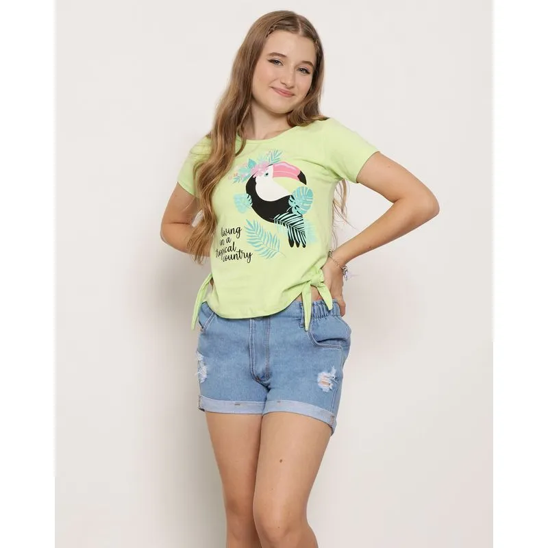 Blusa Juvenil Estampa Tucano Verde 14
